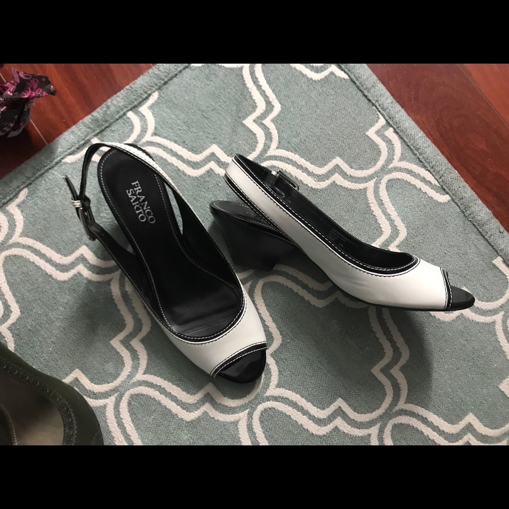Franco Sarta black and white peep toe size 9.5